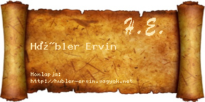 Hübler Ervin névjegykártya